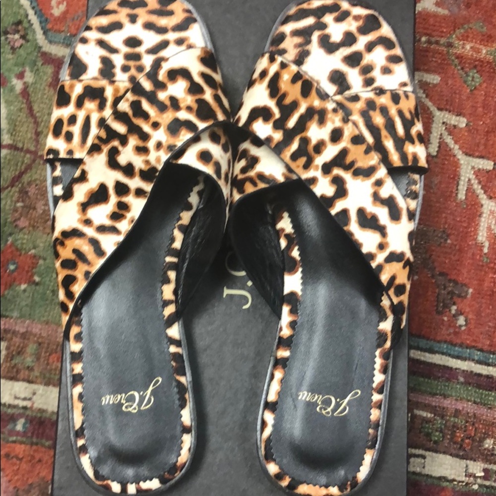J.Crew Cross-strap sandals ivory leopard calf hair AJ146 - Picture 8 of 8